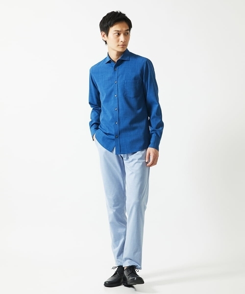 MK MICHEL KLEIN HOMME （エムケーミッシェルクランオム）の「【日本製生地使用】シルキーモクロディスラックス（スラックス・メンズ・ブルー/ブラック・48/46/50）」の8枚目の写真