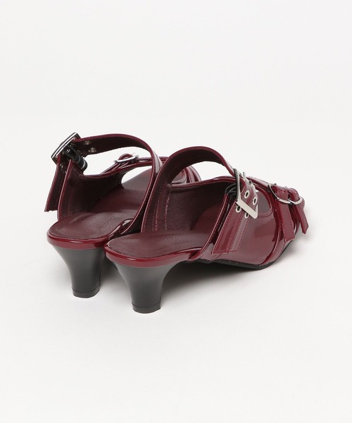 PAGEBOY（ページボーイ）の「クロスバックルミュール（サンダル・レディース・ブラック/レッド・MEDIUM/LARGE）」の3枚目の写真