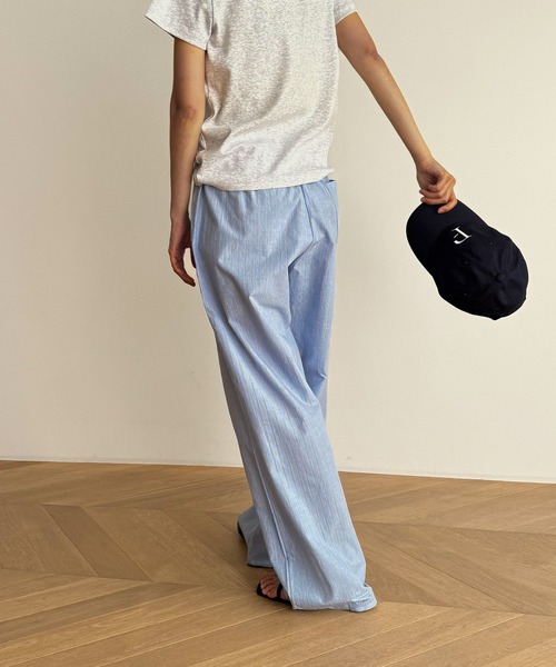 CANAL JEAN（キャナルジーン）の「CALL MY NAME　ストライプイージーパンツ（その他パンツ・レディース・ブルー/アイボリー/ピンク・ONE SIZE）」の6枚目の写真