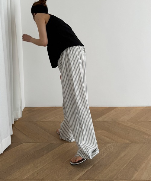 CANAL JEAN（キャナルジーン）の「CALL MY NAME　ストライプイージーパンツ（その他パンツ・レディース・ブルー/アイボリー/ピンク・ONE SIZE）」の8枚目の写真