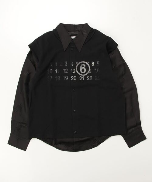 MM6 Maison Margiela(エムエムシックス メゾン マルジェラ)の「MM6 Maison Margiela(エムエムシックス メゾン マルジェラ)Kids & Junior ブランドロゴ長袖シャツ(シャツ/ブラウス・キッズ・ブラック・12Y/14Y)」の1枚目の写真