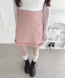 フリルヘム台形ミニスカート