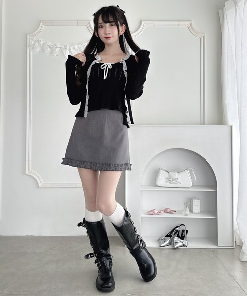 Loueme(ルエム)の「フリルヘム台形ミニスカート(スカート・レディース・グレー/ブラック/ピンク・M)」の9枚目の写真