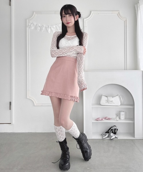 Loueme(ルエム)の「フリルヘム台形ミニスカート(スカート・レディース・グレー/ブラック/ピンク・M)」の20枚目の写真