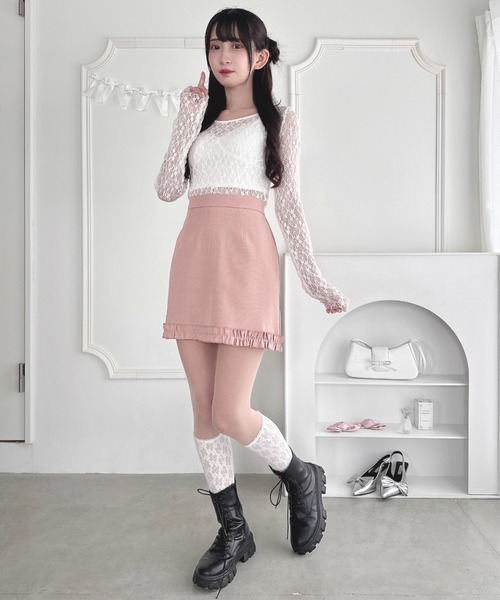 Loueme(ルエム)の「フリルヘム台形ミニスカート(スカート・レディース・グレー/ブラック/ピンク・M)」の21枚目の写真