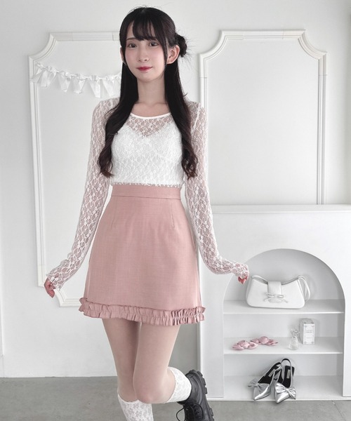 Loueme(ルエム)の「フリルヘム台形ミニスカート(スカート・レディース・グレー/ブラック/ピンク・M)」の18枚目の写真