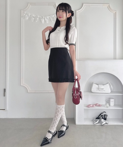 Loueme(ルエム)の「フリルヘム台形ミニスカート(スカート・レディース・グレー/ブラック/ピンク・M)」の14枚目の写真