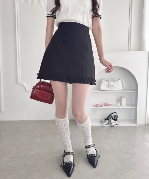 Loueme(ルエム)の「フリルヘム台形ミニスカート(スカート・レディース・グレー/ブラック/ピンク・M)」の15枚目の写真