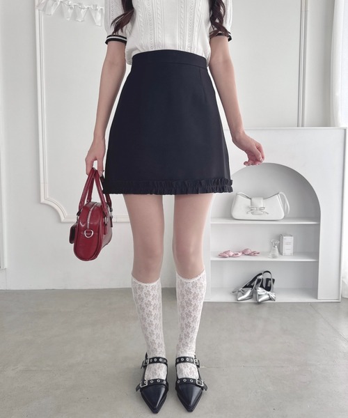 Loueme(ルエム)の「フリルヘム台形ミニスカート(スカート・レディース・グレー/ブラック/ピンク・M)」の16枚目の写真