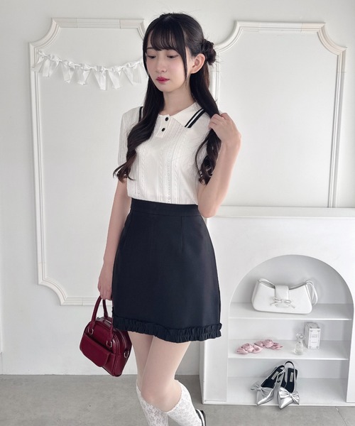 Loueme(ルエム)の「フリルヘム台形ミニスカート(スカート・レディース・グレー/ブラック/ピンク・M)」の12枚目の写真