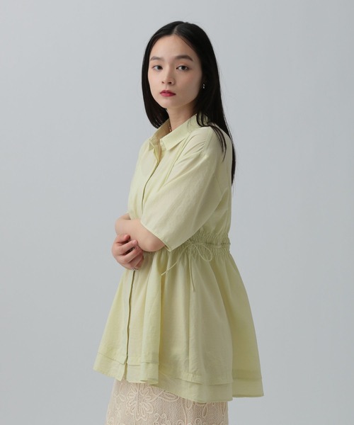 LEPSIM(レプシィム)の「ウエストシャーリング5分袖ブラウス 492800(シャツ/ブラウス・レディース・チャコールグレー/ブルー/オフホワイト/ライトグリーン・FREE)」の12枚目の写真