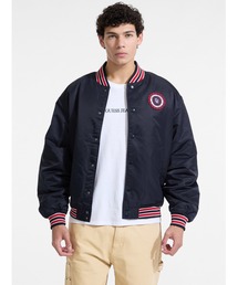 GUESS スタジャン グレー×ブルー GUESS JEANS Raglan Bomber With Patch アウター スタジャン