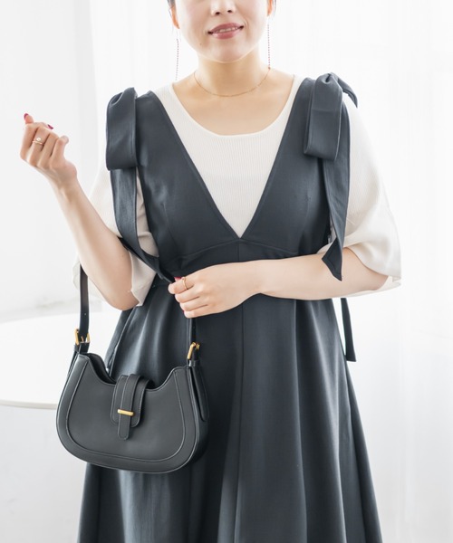 CLETTE(クレット)の「肩リボンジャンスカワンピース(ワンピース・レディース・チャコールグレー/ベージュ/ブラック・LL/3L/4L)」の11枚目の写真