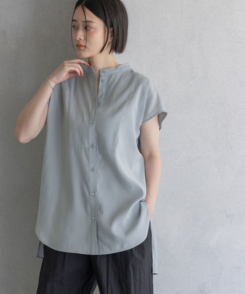 A part by（アパートバイ）の「ハイネックフレンチスリーブブラウス（シャツ/ブラウス・レディース・ライトブルー/アイボリー/チャコールグレー/オレンジ系その他2・FREE）」の3枚目の写真