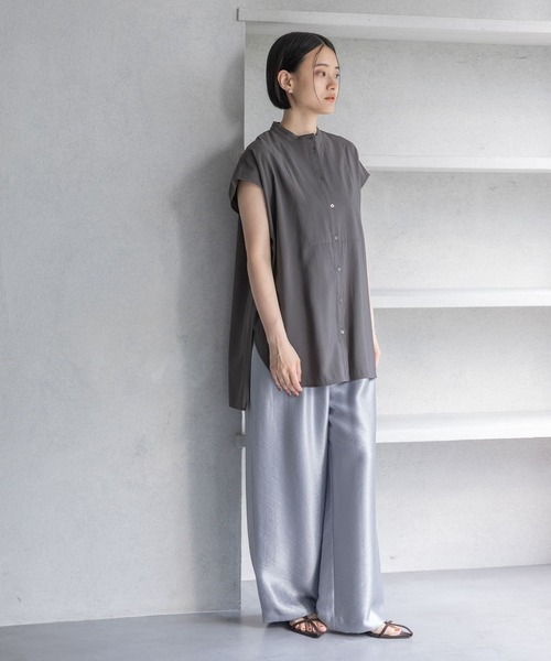 A part by（アパートバイ）の「ハイネックフレンチスリーブブラウス（シャツ/ブラウス・レディース・ライトブルー/アイボリー/チャコールグレー/オレンジ系その他2・FREE）」の5枚目の写真