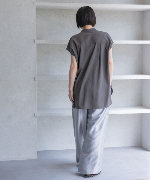 A part by（アパートバイ）の「ハイネックフレンチスリーブブラウス（シャツ/ブラウス・レディース・ライトブルー/アイボリー/チャコールグレー/オレンジ系その他2・FREE）」の7枚目の写真