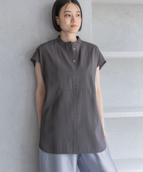 A part by（アパートバイ）の「ハイネックフレンチスリーブブラウス（シャツ/ブラウス・レディース・ライトブルー/アイボリー/チャコールグレー/オレンジ系その他2・FREE）」の8枚目の写真