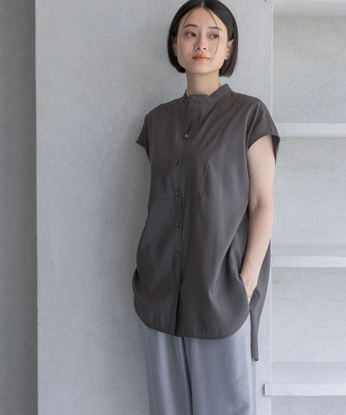 A part by（アパートバイ）の「ハイネックフレンチスリーブブラウス（シャツ/ブラウス・レディース・ライトブルー/アイボリー/チャコールグレー/オレンジ系その他2・FREE）」の9枚目の写真