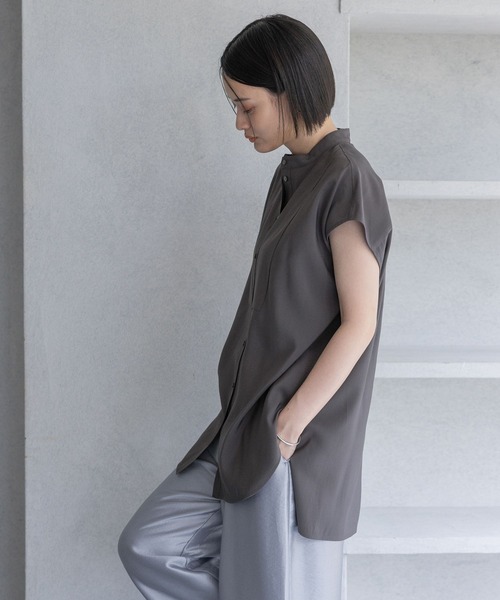 A part by（アパートバイ）の「ハイネックフレンチスリーブブラウス（シャツ/ブラウス・レディース・ライトブルー/アイボリー/チャコールグレー/オレンジ系その他2・FREE）」の11枚目の写真