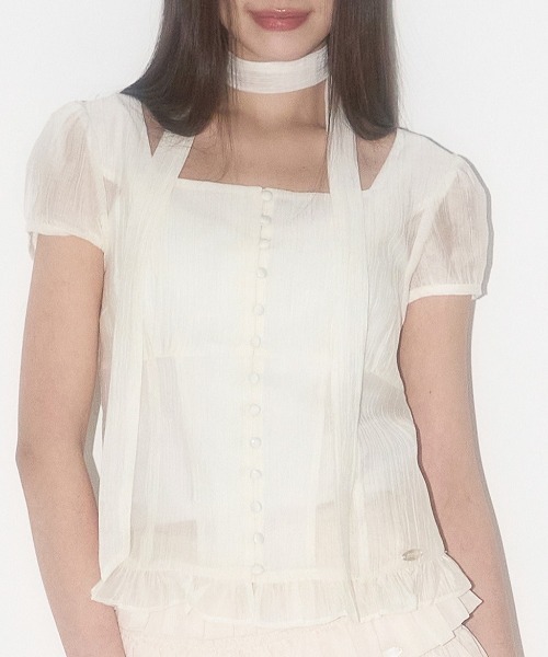 ブラウス シャツ 「日本未発売/WEB限定」ILLIGO(イリゴ)/チョーカー付き リボン タイ スクエアネック ブラウス/RIBBON TIE SQ ILLIGO ブラウス シャツ 「日本未発売/WEB限定」ILLIGO(イリゴ