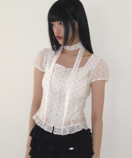 ILLIGO（イリゴ）の「【日本未発売/WEB限定】ILLIGO(イリゴ)/チョーカー付き リボン タイ スクエアネック ブラウス/RIBBON TIE SQUARE NECK BLOUSE（シャツ/ブラウス・レディース・ピンク/ホワイト系その他/ブルー/ブラック系その他/ブラック/グレー/クリーム・M）」の20枚目の写真