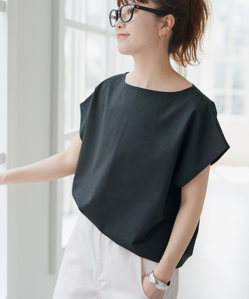 Spick & Span(スピックアンドスパン)の「《WEB限定 / 追加》ポンチフレンチスリーブプルオーバー(Tシャツ/カットソー・レディース・ホワイト/ブラック/ベージュ・FREE)」の8枚目の写真