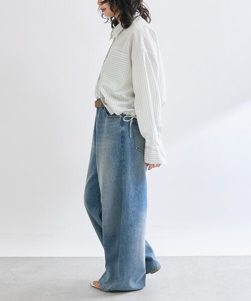 RIVE DROITE（リヴドロワ）の「ストライプドロストシャツ（シャツ/ブラウス・レディース・ネイビー/ミント・FREE）」の5枚目の写真