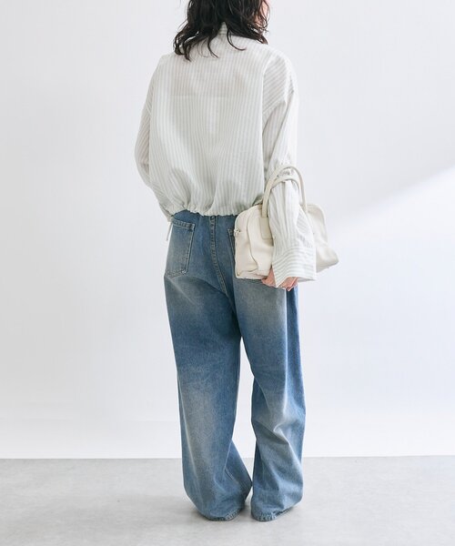 RIVE DROITE（リヴドロワ）の「ストライプドロストシャツ（シャツ/ブラウス・レディース・ネイビー/ミント・FREE）」の6枚目の写真