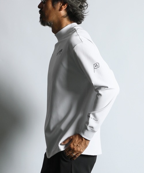 セール】〔BLACK LABEL〕'A-PACK' MOCK NECK L/S TEE：吸水速乾 接触冷