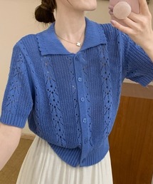 ケーブル ニット」に該当するカーディガン/ボレロ（ブルー