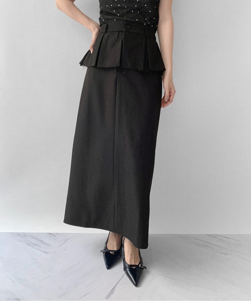 【美品】◆レザレクション◆ ペプラムスカート/ネイビー・Mサイズ レースデザインぺプラムドレス(ネイビー)K1-297NA-L | パーティ