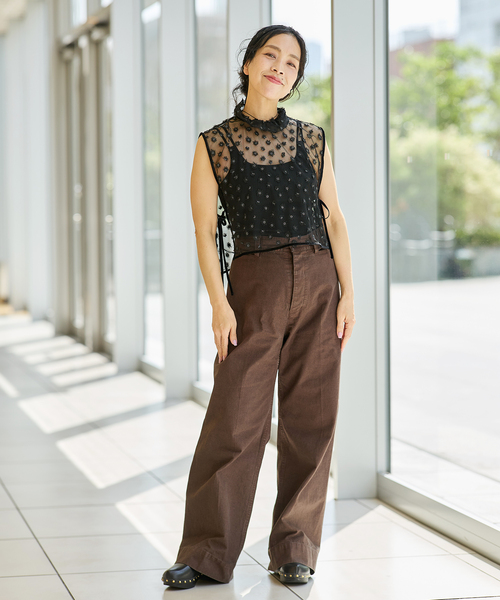 IENA LA BOUCLE（イエナラブークル）の「IENA LA BOUCLE フラワーモチーフチュールベスト（シャツ/ブラウス・レディース・ブラック・FREE）」の13枚目の写真