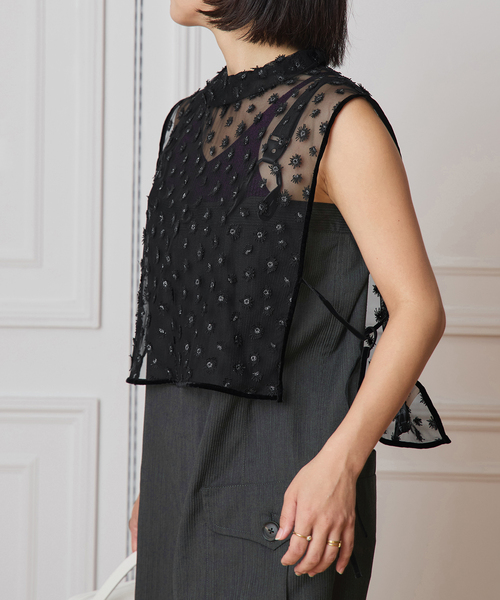 IENA LA BOUCLE（イエナラブークル）の「IENA LA BOUCLE フラワーモチーフチュールベスト（シャツ/ブラウス・レディース・ブラック・FREE）」の19枚目の写真