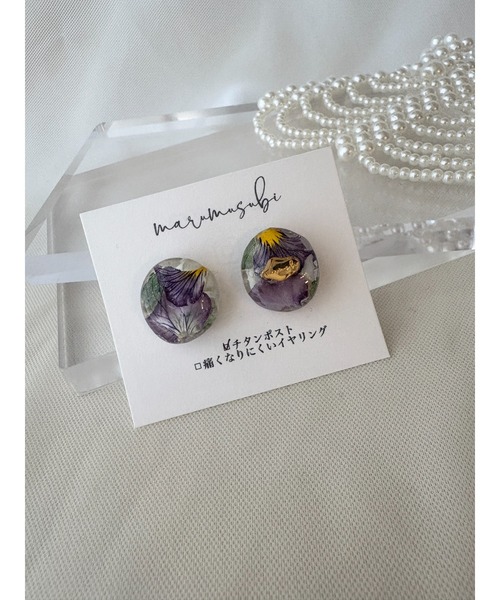 tone（トーン）の「【marumusubi】viola pピアス(MA)（ピアス（両耳用）・レディース・パープル・FREE）」の2枚目の写真