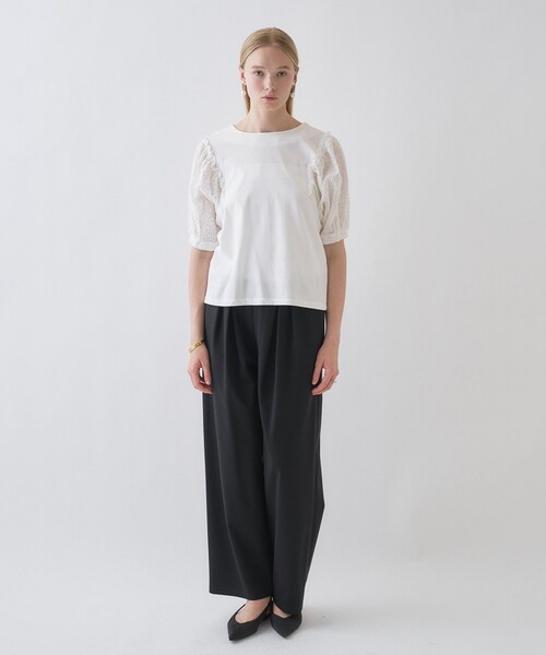 cloenc（クロエンス）の「【マシンウォッシュ】レーススリーブTシャツ（Tシャツ/カットソー・レディース・ブラック/ホワイト・02）」の22枚目の写真