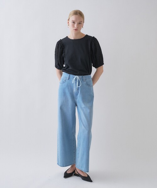 cloenc（クロエンス）の「【マシンウォッシュ】レーススリーブTシャツ（Tシャツ/カットソー・レディース・ブラック/ホワイト・02）」の7枚目の写真