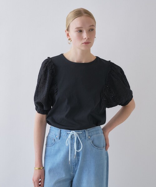 cloenc（クロエンス）の「【マシンウォッシュ】レーススリーブTシャツ（Tシャツ/カットソー・レディース・ブラック/ホワイト・02）」の10枚目の写真