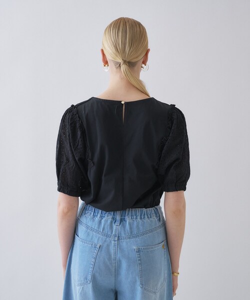 cloenc（クロエンス）の「【マシンウォッシュ】レーススリーブTシャツ（Tシャツ/カットソー・レディース・ブラック/ホワイト・02）」の12枚目の写真