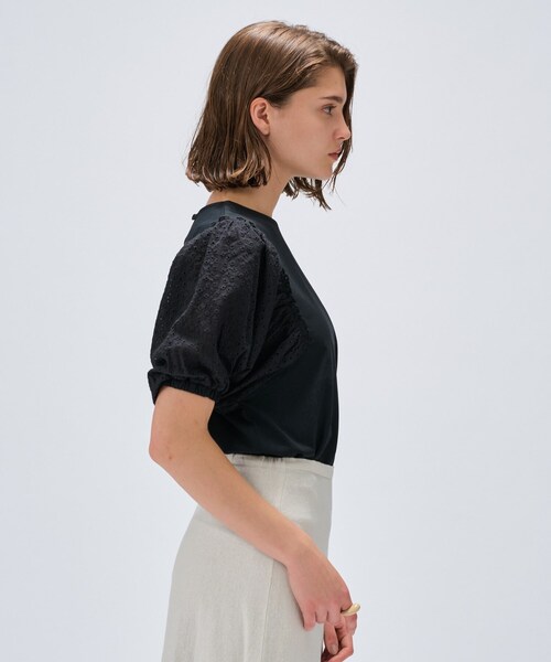 cloenc（クロエンス）の「【マシンウォッシュ】レーススリーブTシャツ（Tシャツ/カットソー・レディース・ブラック/ホワイト・02）」の15枚目の写真