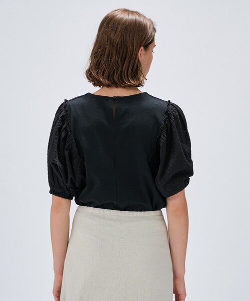 cloenc（クロエンス）の「【マシンウォッシュ】レーススリーブTシャツ（Tシャツ/カットソー・レディース・ブラック/ホワイト・02）」の16枚目の写真