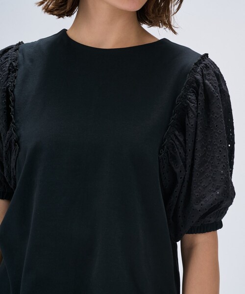 cloenc（クロエンス）の「【マシンウォッシュ】レーススリーブTシャツ（Tシャツ/カットソー・レディース・ブラック/ホワイト・02）」の17枚目の写真