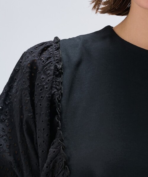 cloenc（クロエンス）の「【マシンウォッシュ】レーススリーブTシャツ（Tシャツ/カットソー・レディース・ブラック/ホワイト・02）」の18枚目の写真