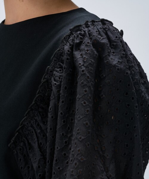 cloenc（クロエンス）の「【マシンウォッシュ】レーススリーブTシャツ（Tシャツ/カットソー・レディース・ブラック/ホワイト・02）」の19枚目の写真