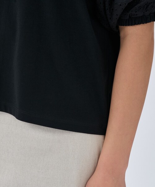 cloenc（クロエンス）の「【マシンウォッシュ】レーススリーブTシャツ（Tシャツ/カットソー・レディース・ブラック/ホワイト・02）」の20枚目の写真