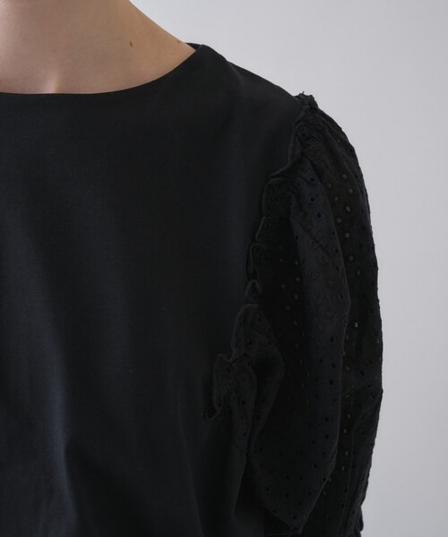 cloenc（クロエンス）の「【マシンウォッシュ】レーススリーブTシャツ（Tシャツ/カットソー・レディース・ブラック/ホワイト・02）」の21枚目の写真
