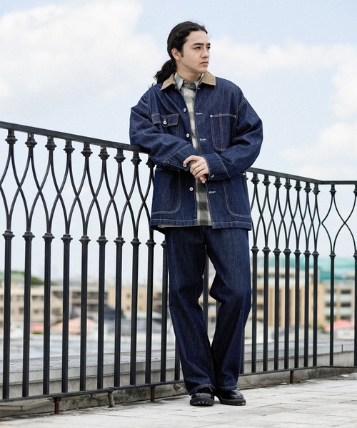 niko and...(ニコアンド)の「【niko and ...JEANS 2025AW】ワイドデニムカバーオール(カバーオール・メンズ・インディゴブルー/ブラウン・MEDIUM/LARGE)」の8枚目の写真