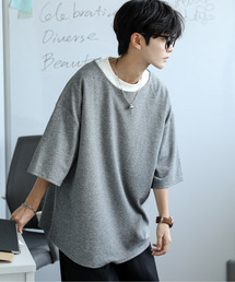 neos（ネオス）の「【neos】ルーズシルエット ボートネック 半袖 Tシャツ（Tシャツ/カットソー・メンズ）」