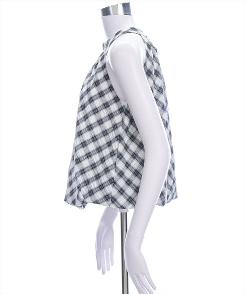 clear（クリア）の「ホルターネックチェック柄ブラウス[着回し力抜群 大人 カジュアル]≪SS新作≫（シャツ/ブラウス・レディース・アイボリー/ネイビー・F）」の7枚目の写真