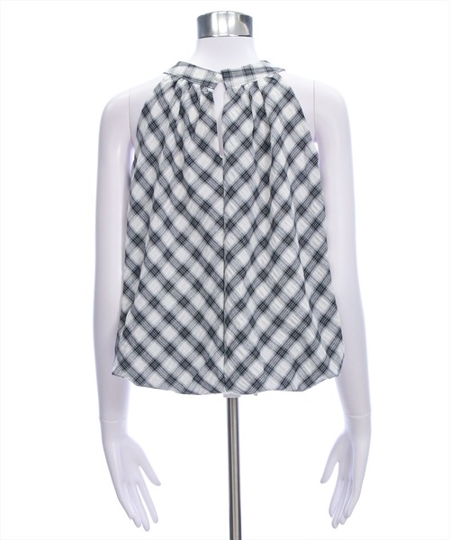 clear（クリア）の「ホルターネックチェック柄ブラウス[着回し力抜群 大人 カジュアル]≪SS新作≫（シャツ/ブラウス・レディース・アイボリー/ネイビー・F）」の9枚目の写真