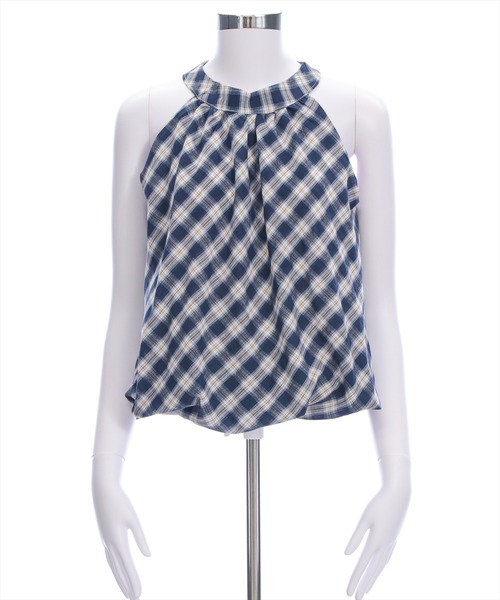 clear（クリア）の「ホルターネックチェック柄ブラウス[着回し力抜群 大人 カジュアル]≪SS新作≫（シャツ/ブラウス・レディース・アイボリー/ネイビー・F）」の15枚目の写真